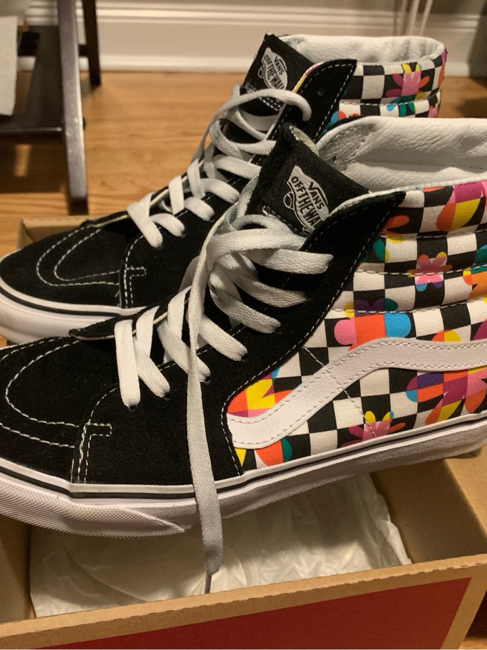 Vans Sk8-Hi Black with Multicolor Checkerboard Panels